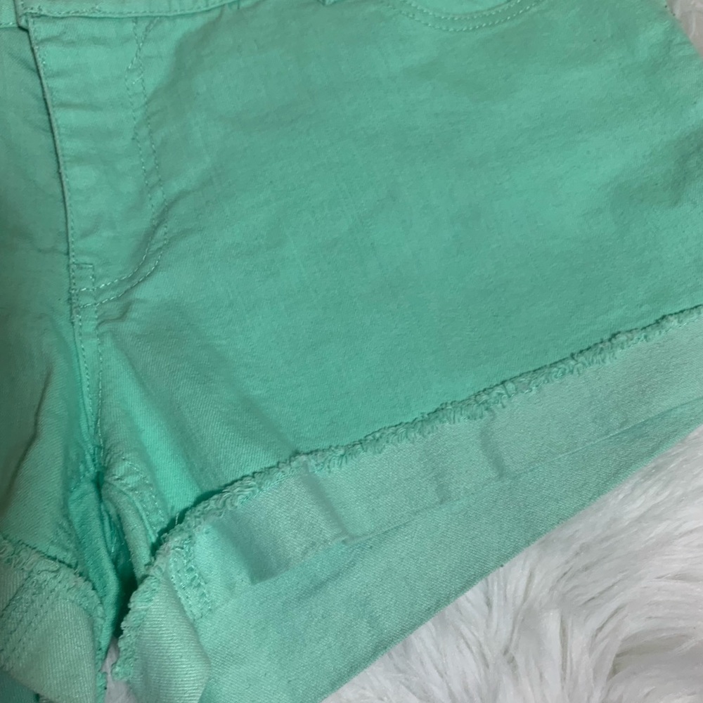 Express Womens Sz 14 Cuffed Mint Green Jean Shorts - Picture 3 of 11